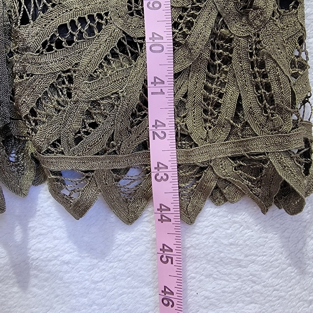 Betsey Johnson Olive Green Crochet Lace Overlay Sleeveless Midi Dress Size 6 - Picture 12 of 12